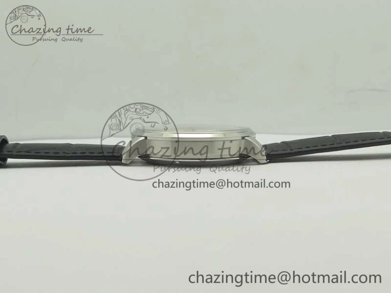 Comfortable Excellence Panorama Date Moon Phase SS ETC Marker 1:1 Best Edition White Dial on Black Leather Strap A 6644
