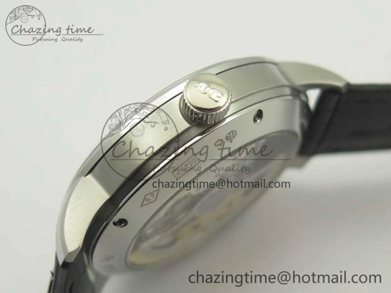 Comfortable Excellence Panorama Date Moon Phase SS ETC Marker 1:1 Best Edition White Dial on Black Leather Strap A 6644