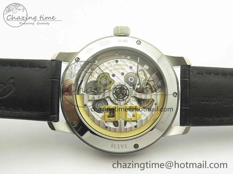Comfortable Excellence Panorama Date Moon Phase SS ETC Marker 1:1 Best Edition White Dial on Black Leather Strap A 6644