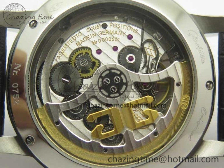 Comfortable Excellence Panorama Date Moon Phase SS ETC Marker 1:1 Best Edition White Dial on Black Leather Strap A 6644
