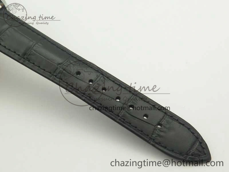 Comfortable Excellence Panorama Date Moon Phase SS ETC Marker 1:1 Best Edition White Dial on Black Leather Strap A 6644