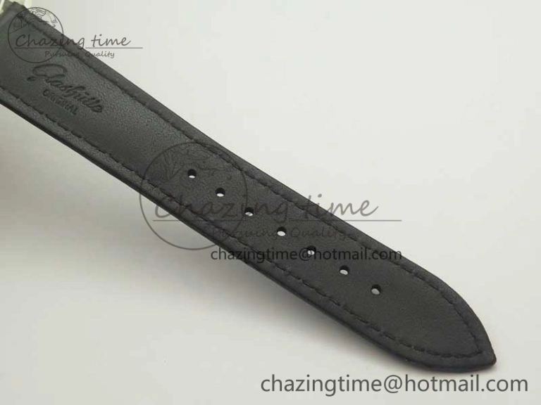 Comfortable Excellence Panorama Date Moon Phase SS ETC Marker 1:1 Best Edition White Dial on Black Leather Strap A 6644