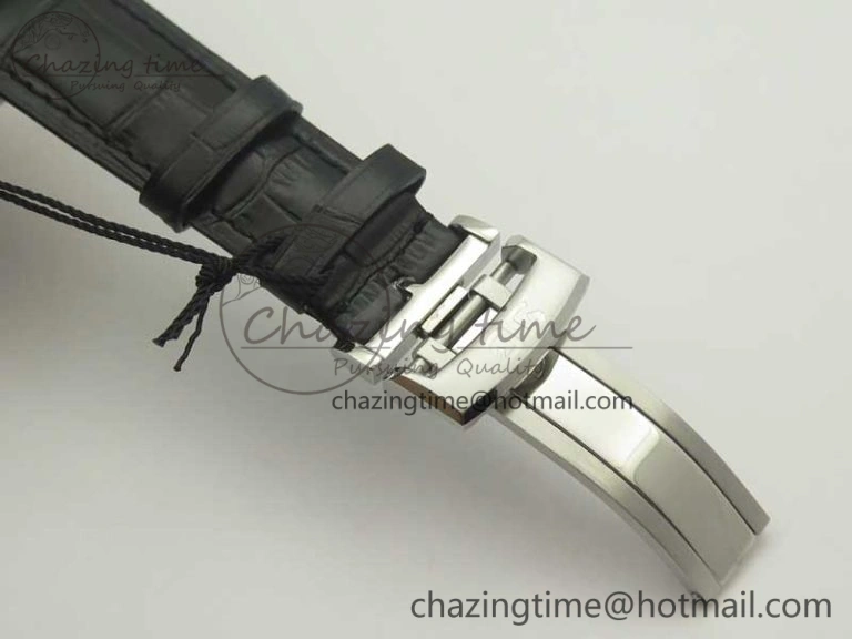 Comfortable Excellence Panorama Date Moon Phase SS ETC Marker 1:1 Best Edition White Dial on Black Leather Strap A 6644