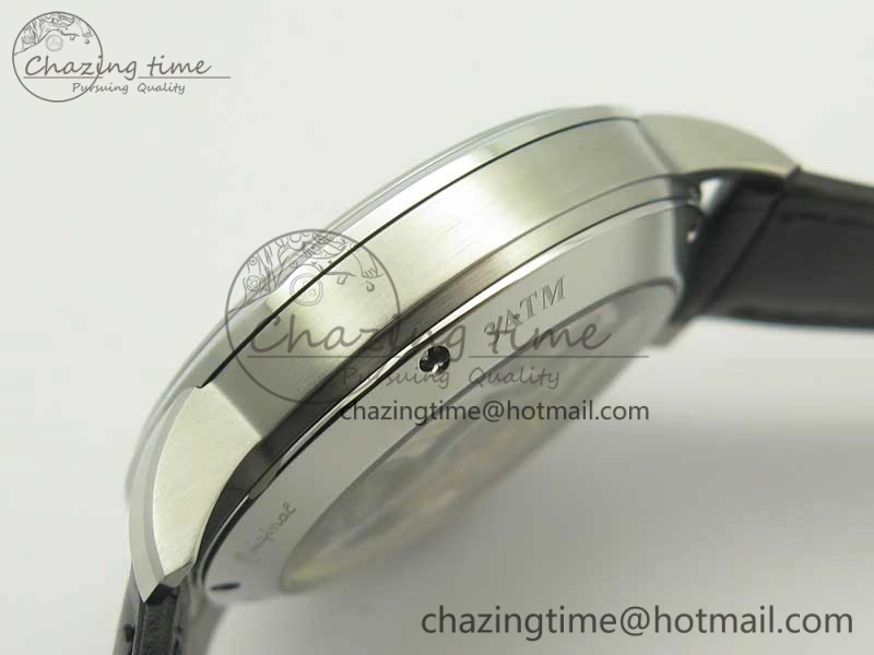 Comfortable Excellence Panorama Date Moon Phase SS ETC Marker 1:1 Best Edition White Dial on Black Leather Strap A 6644