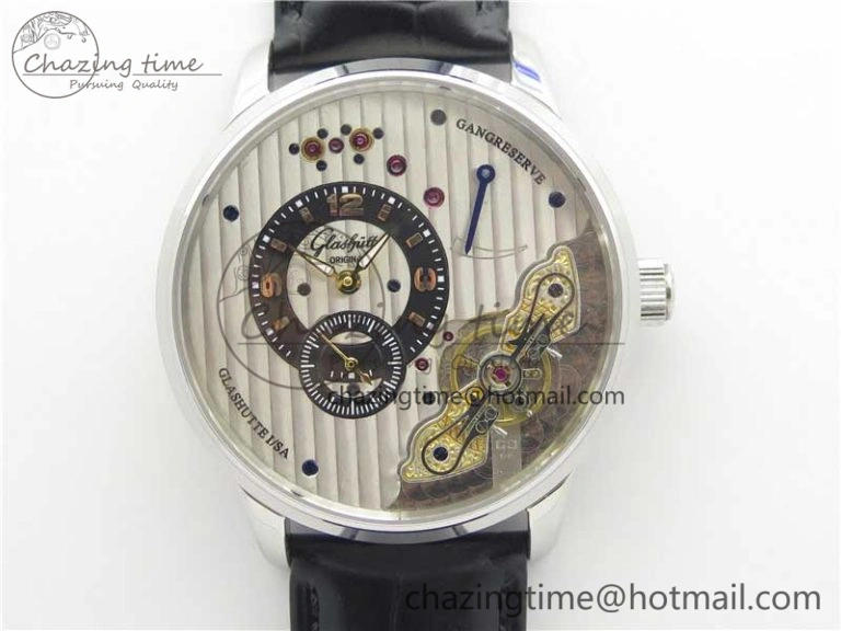 Comfortable Excellence Panorama Date Moon Phase SS ETC Marker 1:1 Best Edition White Dial on Black Leather Strap A 6644