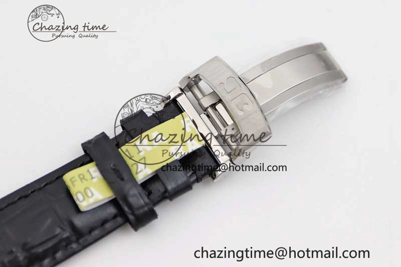Premium Excellence Panorama Date Moon Phase SS GGR 1:1 Best Edition Black Dial on Leather Strap NH 6618