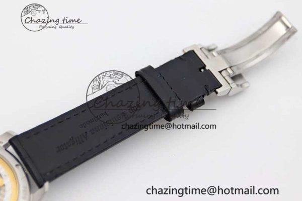 Premium Excellence Panorama Date Moon Phase SS GGR 1:1 Best Edition Black Dial on Leather Strap NH 6618