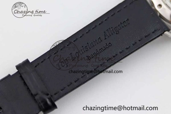 Premium Excellence Panorama Date Moon Phase SS GGR 1:1 Best Edition Black Dial on Leather Strap NH 6618