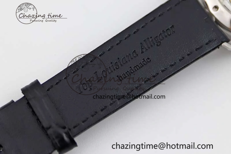 Premium Excellence Panorama Date Moon Phase SS GGR 1:1 Best Edition Black Dial on Leather Strap NH 6618