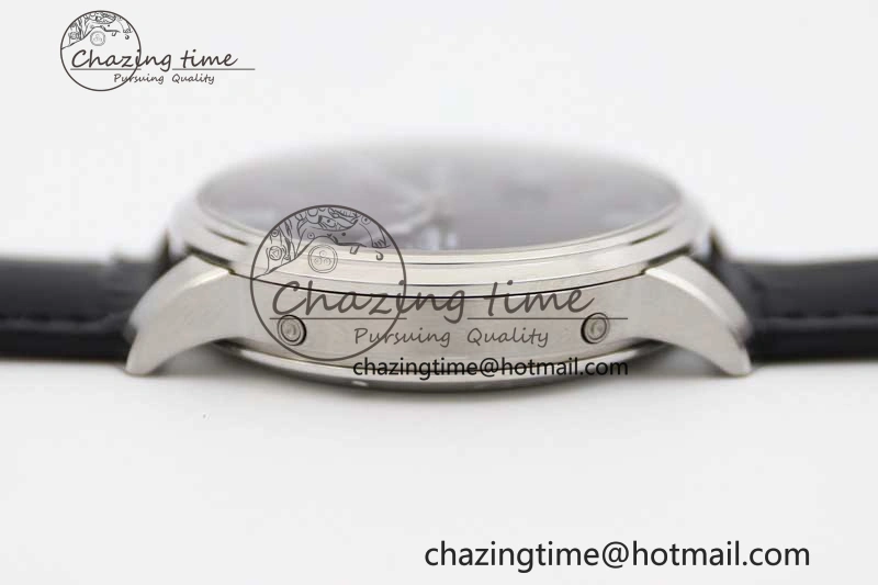 Premium Excellence Panorama Date Moon Phase SS GGR 1:1 Best Edition Black Dial on Leather Strap NH 6618