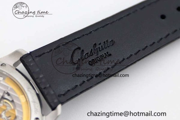TopPick Excellence Panorama Date Moon Phase SS GGR 1:1 Best Edition Blue Dial on Leather Strap NH 6616