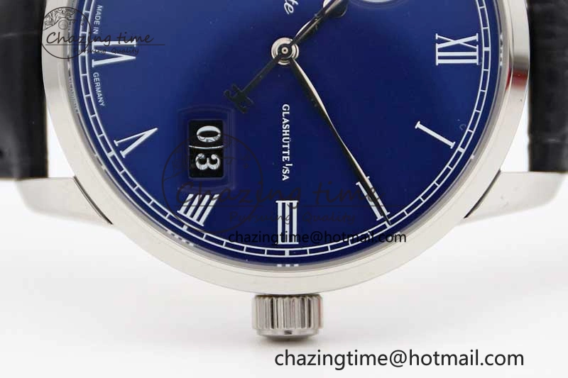 TopPick Excellence Panorama Date Moon Phase SS GGR 1:1 Best Edition Blue Dial on Leather Strap NH 6616