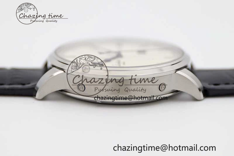 SportInspired Excellence Panorama Date Moon Phase SS GGR 1:1 Best Edition White Dial on Leather Strap NH 6619