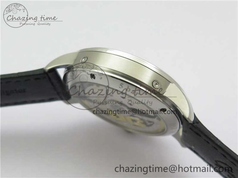Excellence Panorama Date Moon Phase SS GLF 1:1 Best Edition White Dial on Black Leather Strap A Sleek 6620