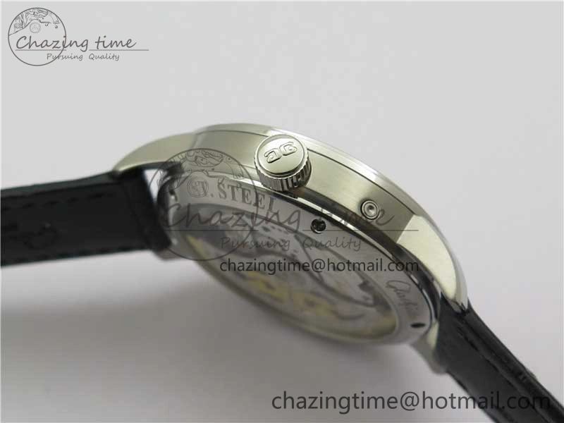 Excellence Panorama Date Moon Phase SS GLF 1:1 Best Edition White Dial on Black Leather Strap A Sleek 6620