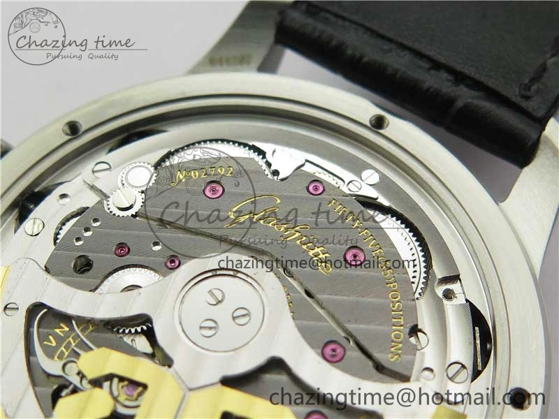 Excellence Panorama Date Moon Phase SS GLF 1:1 Best Edition White Dial on Black Leather Strap A Sleek 6620