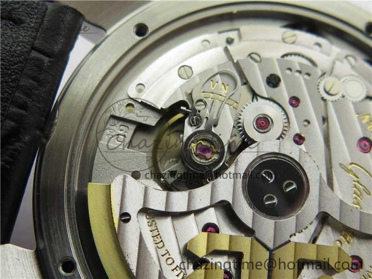 Excellence Panorama Date Moon Phase SS GLF 1:1 Best Edition White Dial on Black Leather Strap A Sleek 6620