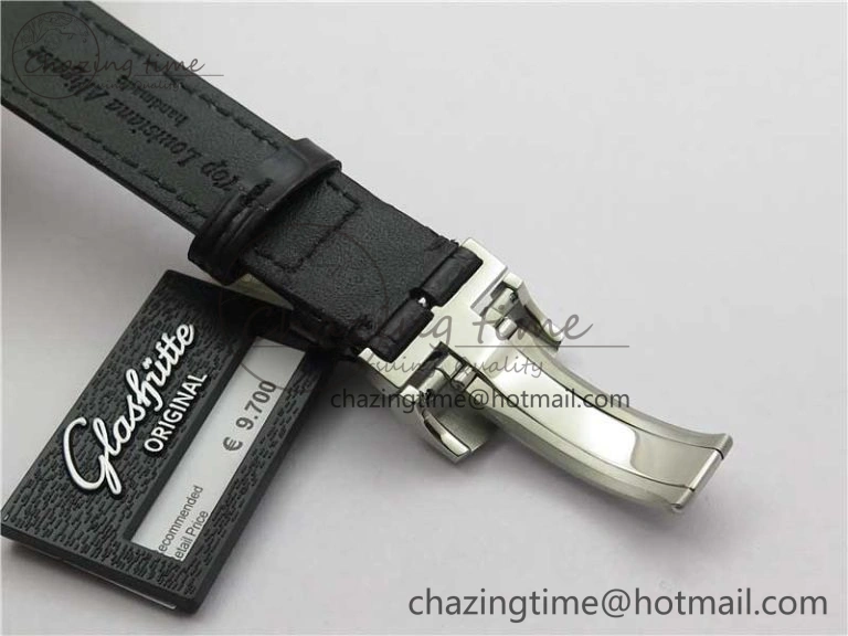 Excellence Panorama Date Moon Phase SS GLF 1:1 Best Edition White Dial on Black Leather Strap A Sleek 6620