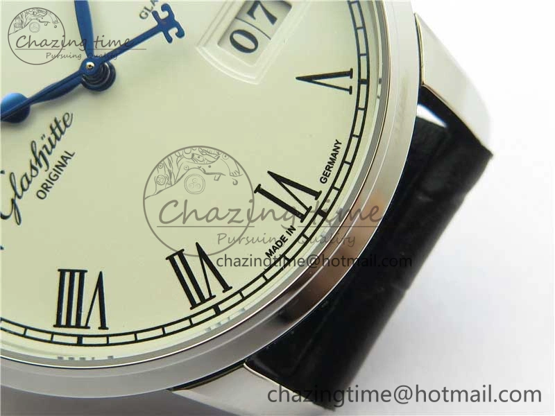 Excellence Panorama Date Moon Phase SS GLF 1:1 Best Edition White Dial on Black Leather Strap A Sleek 6620