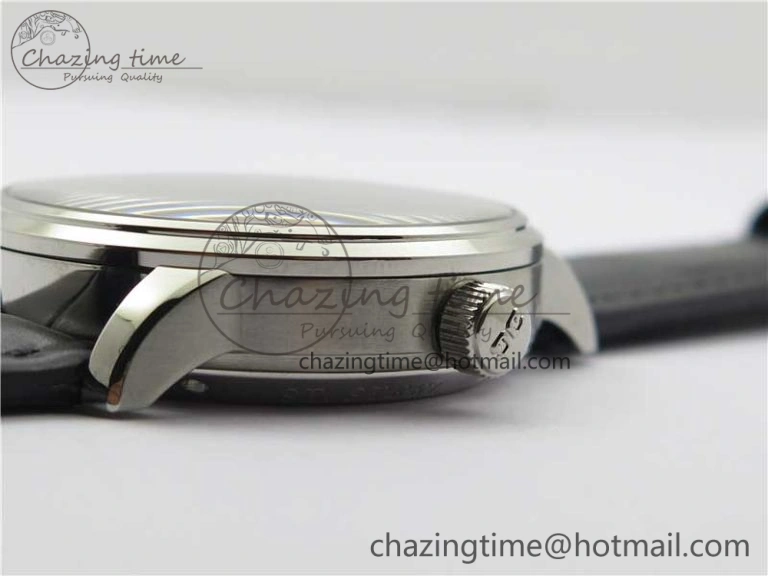 Excellence Panorama Date Moon Phase SS V9F Black Dial on Black Leather Strap A Stretchable 6621