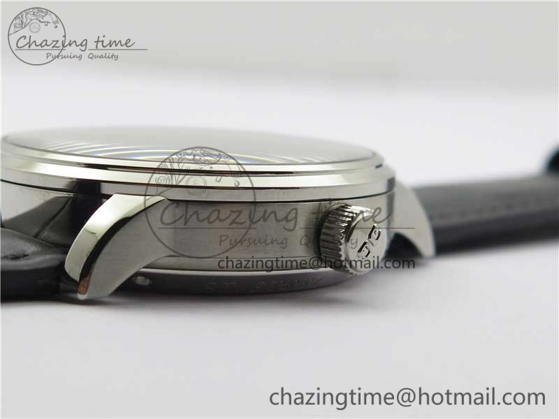 Excellence Panorama Date Moon Phase SS V9F Black Dial on Black Leather Strap A Stretchable 6621