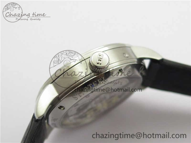 Excellence Panorama Date Moon Phase SS V9F Black Dial on Black Leather Strap A Stretchable 6621