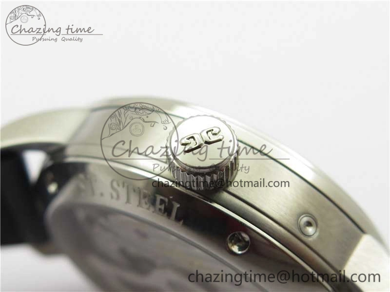 Excellence Panorama Date Moon Phase SS V9F Black Dial on Black Leather Strap A Stretchable 6621