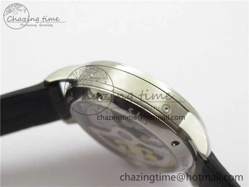 Excellence Panorama Date Moon Phase SS V9F Black Dial on Black Leather Strap A Stretchable 6621