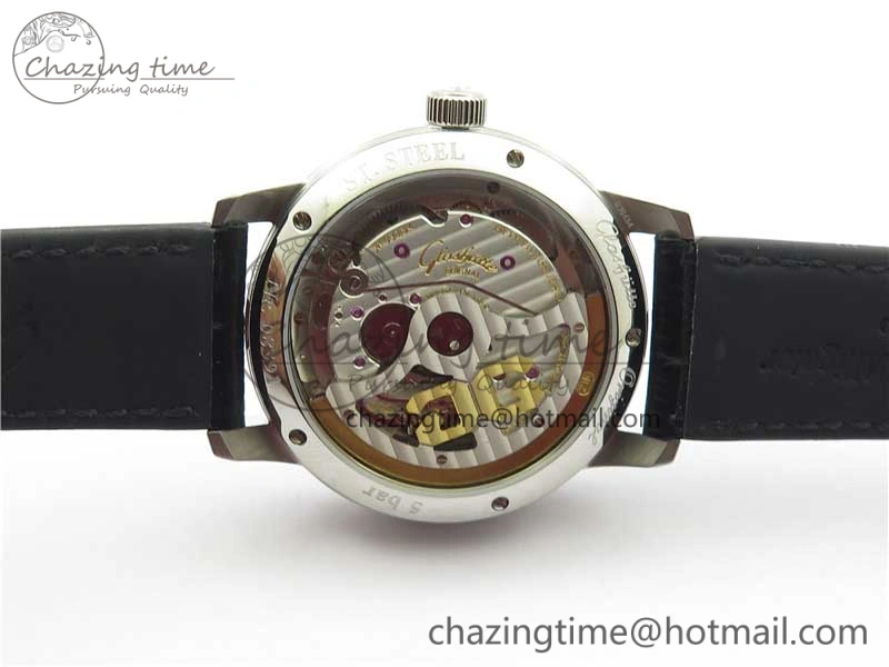 Excellence Panorama Date Moon Phase SS V9F Black Dial on Black Leather Strap A Stretchable 6621