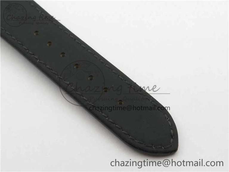 Excellence Panorama Date Moon Phase SS V9F Black Dial on Black Leather Strap A Stretchable 6621