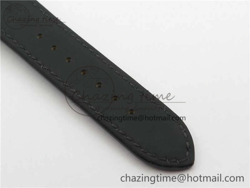 Excellence Panorama Date Moon Phase SS V9F Black Dial on Black Leather Strap A Stretchable 6621