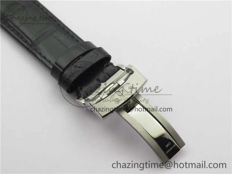Excellence Panorama Date Moon Phase SS V9F Black Dial on Black Leather Strap A Stretchable 6621