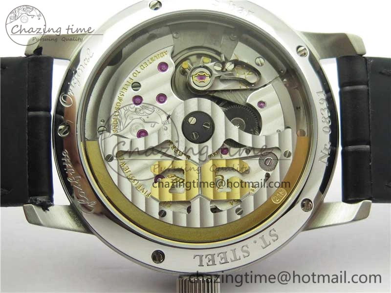 ModernLook Excellence Panorama Date Moon Phase SS V9F White Dial on Black Leather Strap A 6625