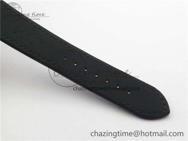 ModernLook Excellence Panorama Date Moon Phase SS V9F White Dial on Black Leather Strap A 6625