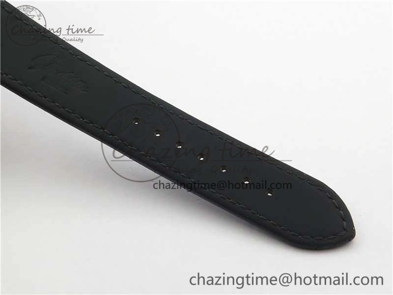 ModernLook Excellence Panorama Date Moon Phase SS V9F White Dial on Black Leather Strap A 6625