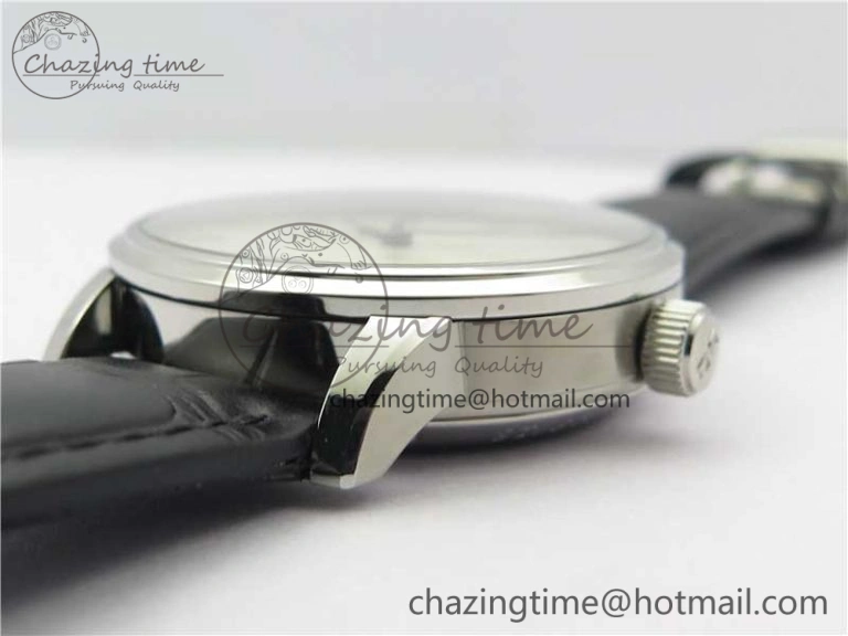 ModernLook Excellence Panorama Date Moon Phase SS V9F White Dial on Black Leather Strap A 6625