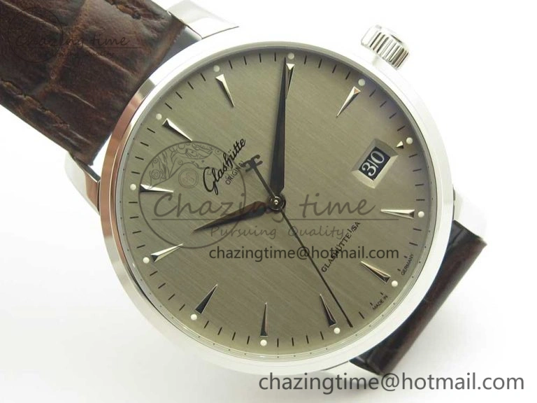 Excellence Panorama Date SS ETCF Gray Dial on Brown Leather Strap A FreshLook 6637