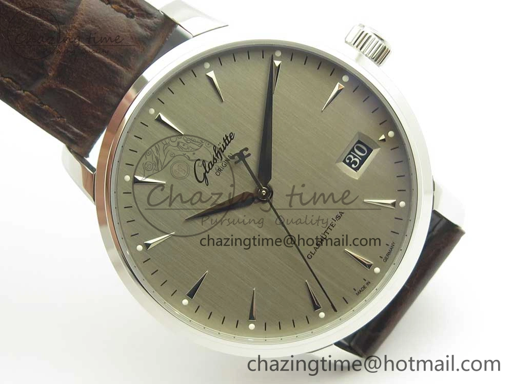 Excellence Panorama Date SS ETCF Gray Dial on Brown Leather Strap A FreshLook 6637