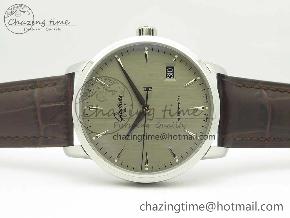 Excellence Panorama Date SS ETCF Gray Dial on Brown Leather Strap A FreshLook 6637