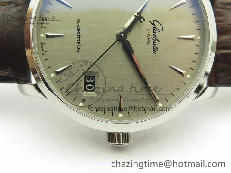 Excellence Panorama Date SS ETCF Gray Dial on Brown Leather Strap A FreshLook 6637