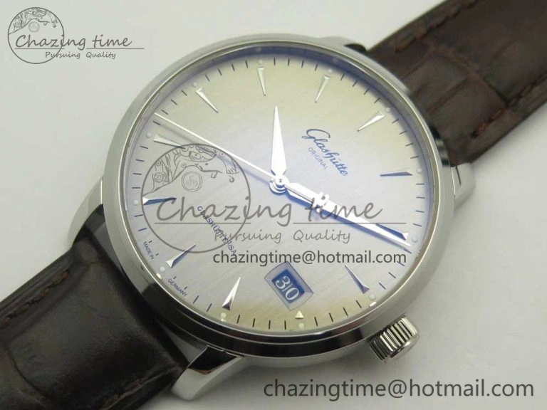 Excellence Panorama Date SS ETCF Gray Dial on Brown Leather Strap A FreshLook 6637