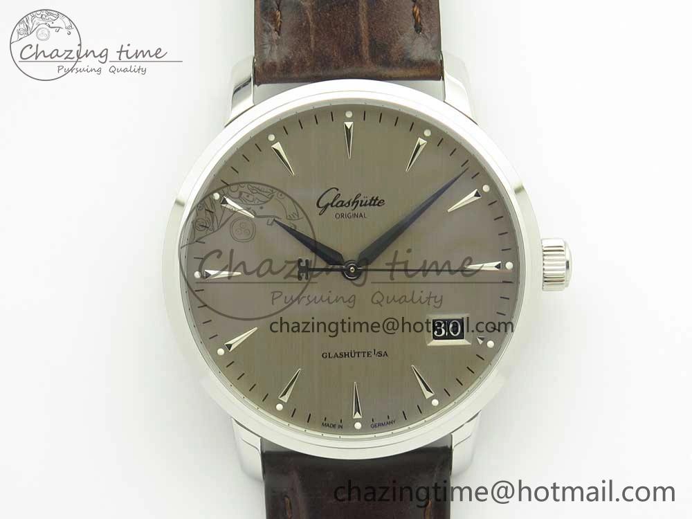 Excellence Panorama Date SS ETCF Gray Dial on Brown Leather Strap A FreshLook 6637