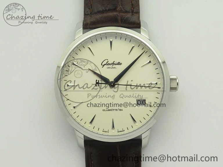 Cozy Excellence Panorama Date SS ETCF White Dial on Brown Leather Strap A 6638