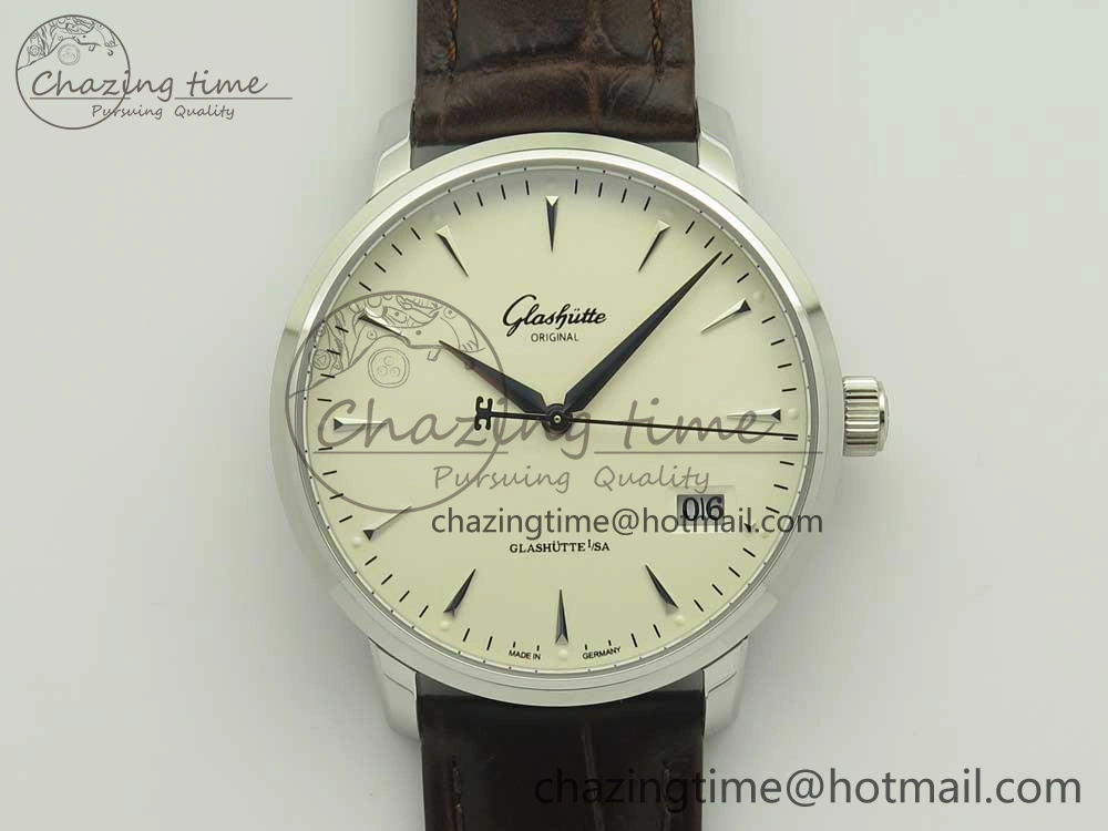 Cozy Excellence Panorama Date SS ETCF White Dial on Brown Leather Strap A 6638
