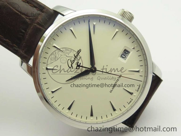 Cozy Excellence Panorama Date SS ETCF White Dial on Brown Leather Strap A 6638