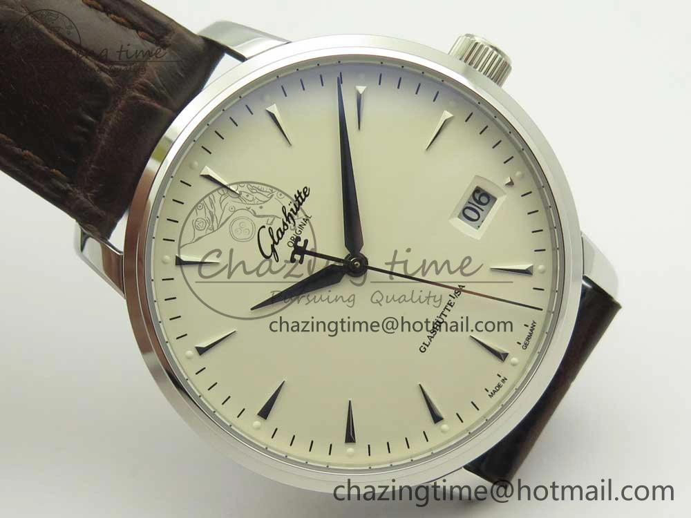 Cozy Excellence Panorama Date SS ETCF White Dial on Brown Leather Strap A 6638