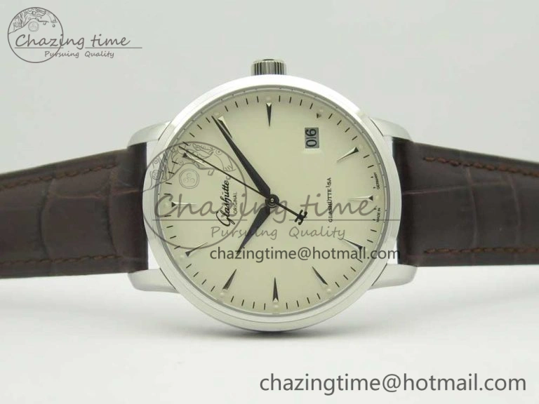 Cozy Excellence Panorama Date SS ETCF White Dial on Brown Leather Strap A 6638