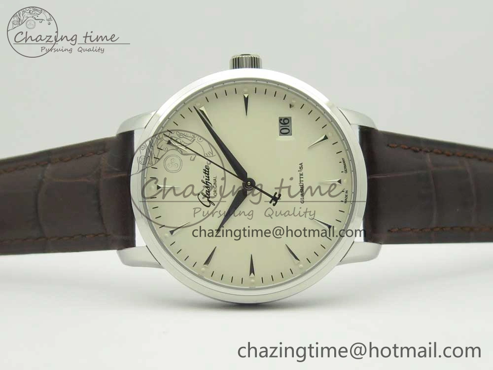 Cozy Excellence Panorama Date SS ETCF White Dial on Brown Leather Strap A 6638