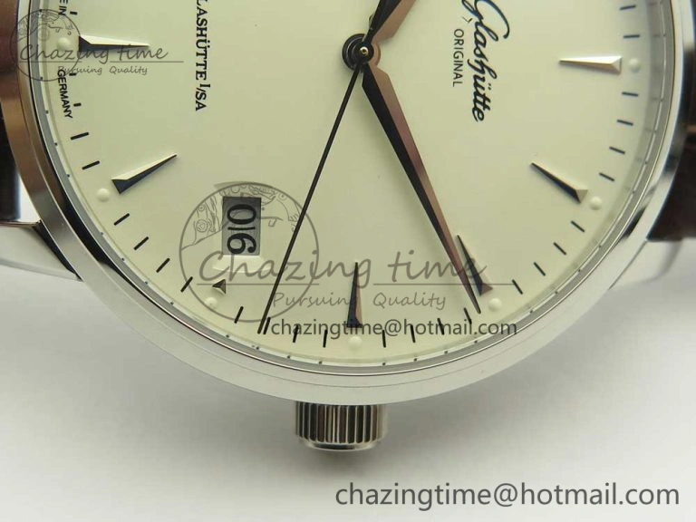 Cozy Excellence Panorama Date SS ETCF White Dial on Brown Leather Strap A 6638