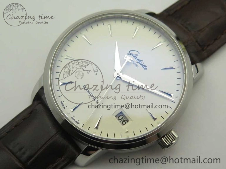 Cozy Excellence Panorama Date SS ETCF White Dial on Brown Leather Strap A 6638